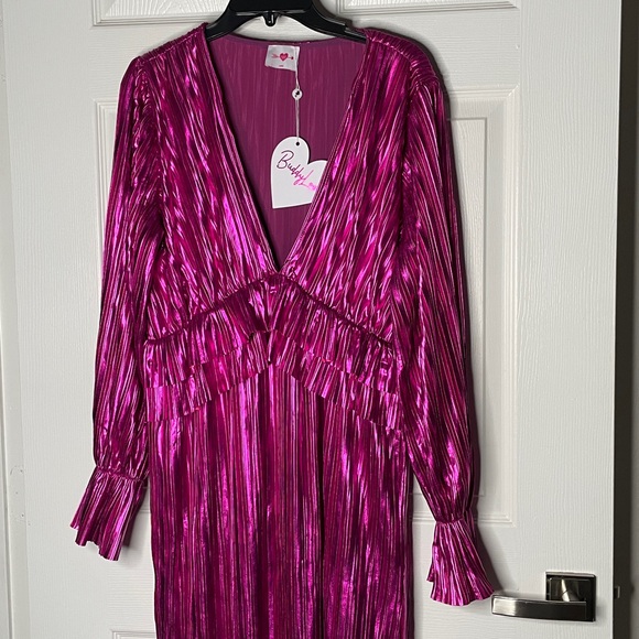 NWT Buddy Love Evie Metallic Long Sleeve Maxi Dress - Picture 2 of 9